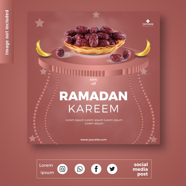 Plantilla 3d de banner de publicación de redes sociales de gran venta de ramadan kareem