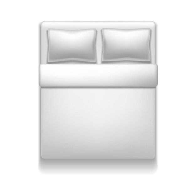 Plantilla 3d detallada realista Cama blanca en blanco Mock Up Vector