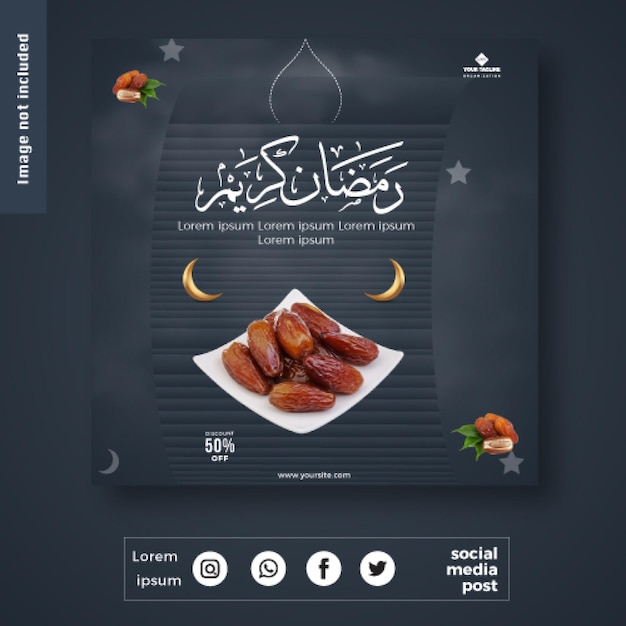 Plantilla 3d de publicación de redes sociales de gran venta de ramadán