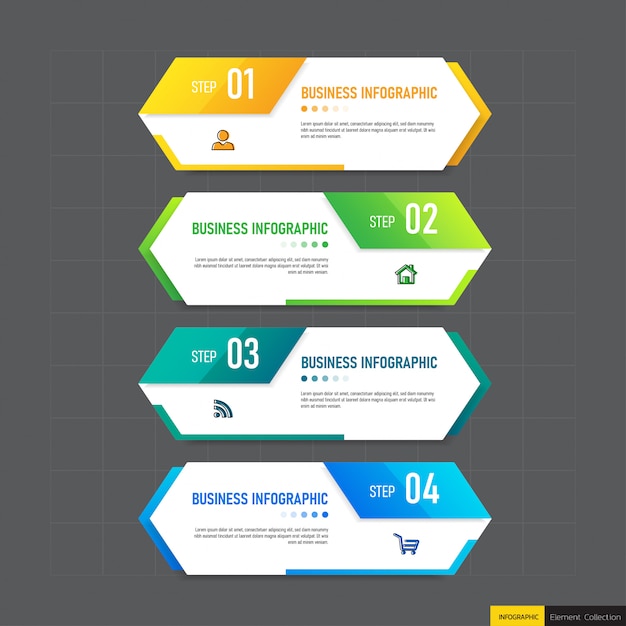 Plantilla de 4 pasos de infografía creativa