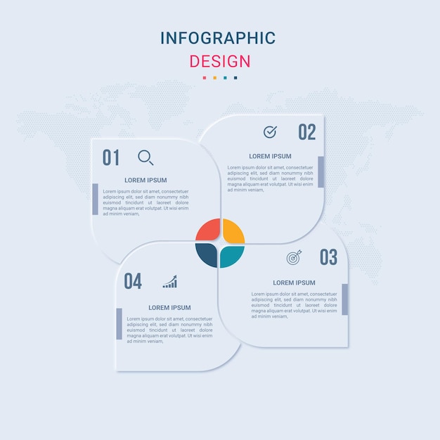 Plantilla de 4 pasos de infografía de esquina redonda