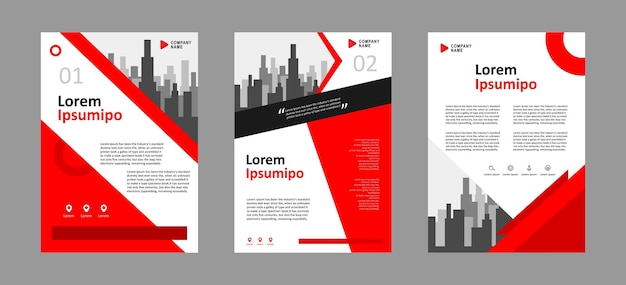 Plantilla a4 de diseño de folleto comercial. ilustración vectorial con rojo