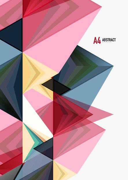 Plantilla abstracta geométrica de tamaño a4 de vector de baja poli triangular Triángulos multicolores sobre fondo claro techno futurista o diseño de negocios
