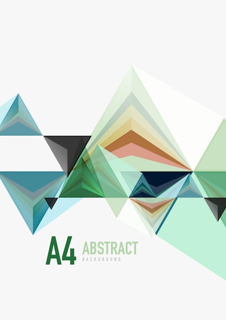 Plantilla abstracta geométrica de tamaño a4 de vector de baja poli triangular Triángulos multicolores sobre fondo claro techno futurista o diseño de negocios