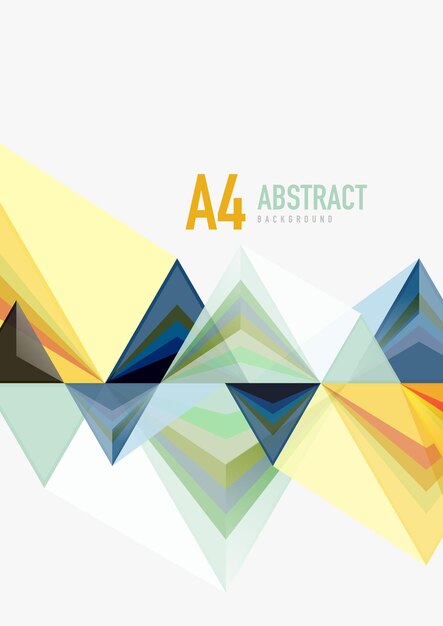 Plantilla abstracta geométrica de tamaño a4 de vector de baja poli triangular Triángulos multicolores sobre fondo claro techno futurista o diseño de negocios