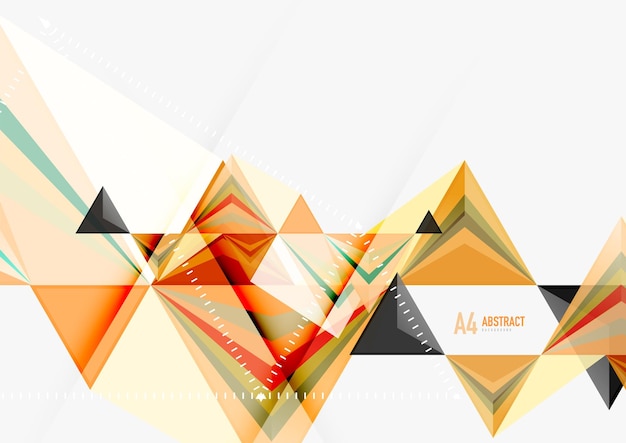 Plantilla abstracta geométrica de tamaño a4 de vector de baja poli triangular Triángulos multicolores sobre fondo claro techno futurista o diseño de negocios