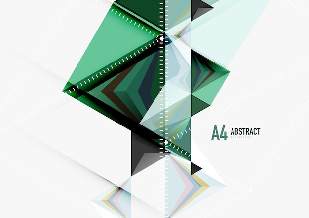 Plantilla abstracta geométrica de tamaño a4 de vector polivinílico bajo triangular