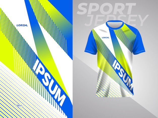 Plantilla abstracta de maqueta de camiseta deportiva azul y amarilla