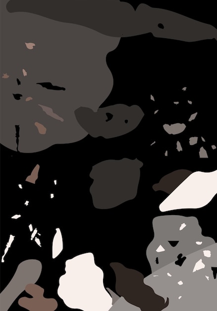Plantilla abstracta moderna terrazo. Textura en blanco y negro de suelos italianos clásicos. Fondo de piedras, granito, cuarzo, mármol, hormigón. Telón de fondo de vector de moda terrazo veneciano