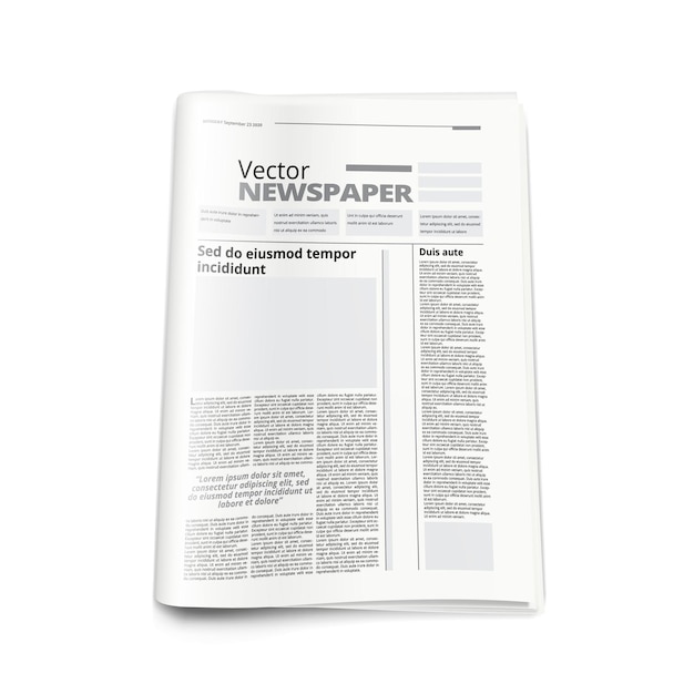 Vector plantilla abstracta de periódico o revista de noticias realista