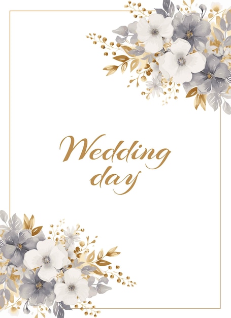 Vector plantilla de acuarela floral de invitación de boda
