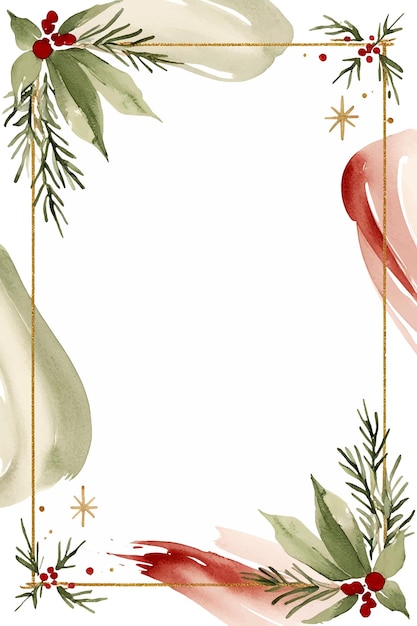 plantilla de acuarela con salpicaduras ramas bayas y espacio en blanco tarjeta de Navidad fondo de invierno