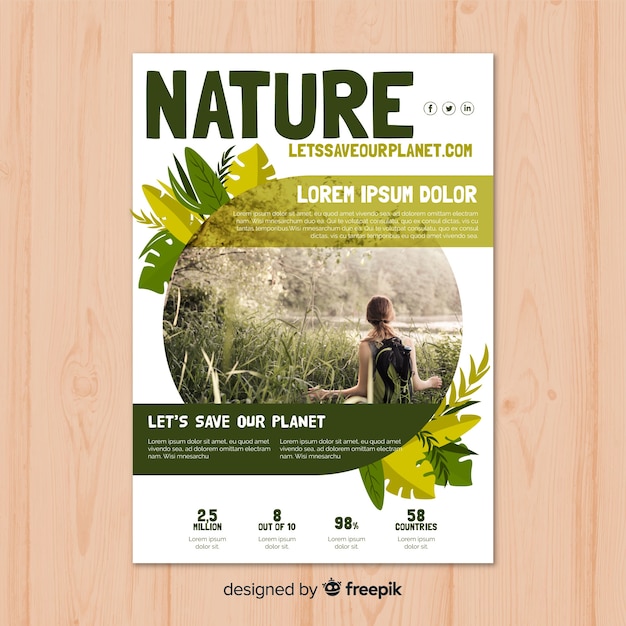 Vector plantilla adorable de folleto de naturaleza con estilo moderno