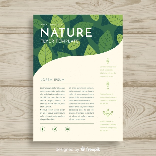 Vector plantilla adorable de folleto de naturaleza con estilo moderno