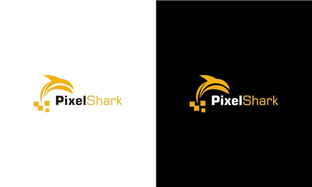 Plantilla aislada de vector de diseño de logotipo shark pixel technology