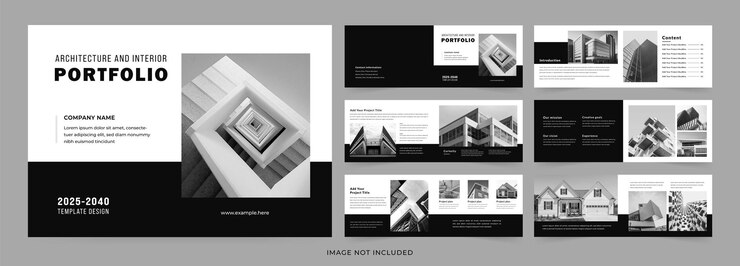 Vector plantilla de álbum de fotos de cartera de arquitectura o de interiorismo o de cartera inmobiliaria
