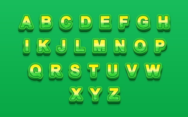 Plantilla de alfabeto de tipografía de color verde