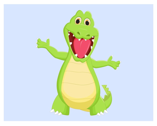plantilla animales de dibujos animados simpático cocodrilo vector Ilustración