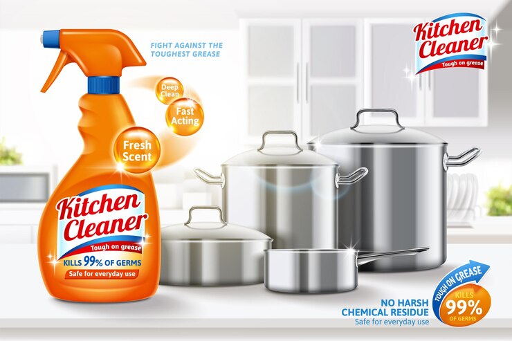 Plantilla de anuncio promocional de limpiador de cocina