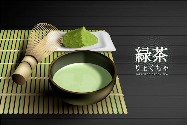 Plantilla de anuncio realista de té matcha