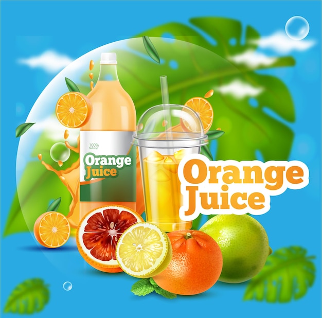 Plantilla de anuncio de vector gratis para jugo natural