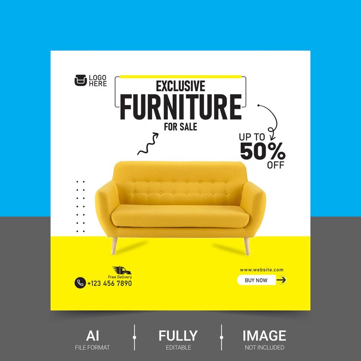 Plantilla de anuncios de banners de redes sociales de muebles