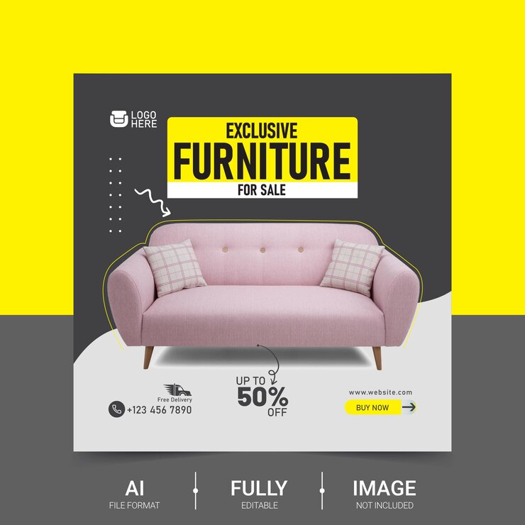Plantilla de anuncios de banners de redes sociales de muebles