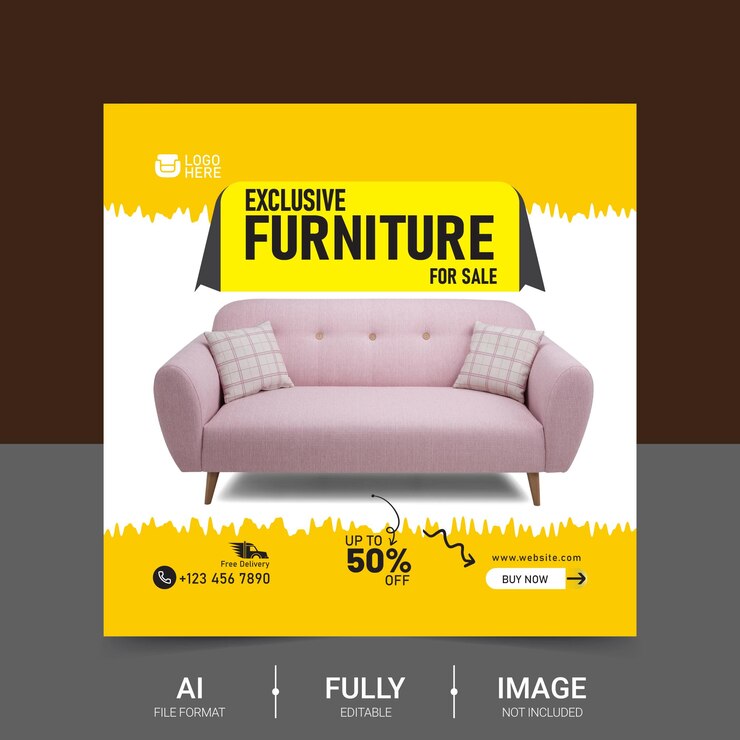 Plantilla de anuncios de banners de redes sociales de muebles