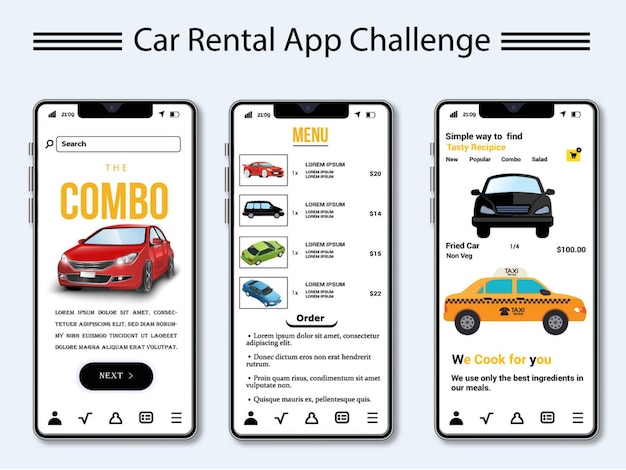 plantilla de aplicación de alquiler de automóviles para compartir automóviles