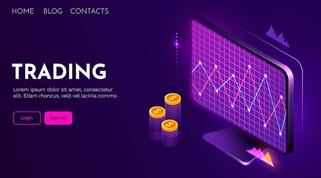 Plantilla de aplicación empresarial de comercio de gráfico de velas de concepto de análisis financiero