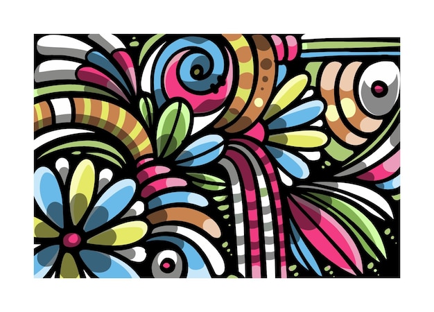 Plantilla de arte de doodle de fondo abstracto colorido