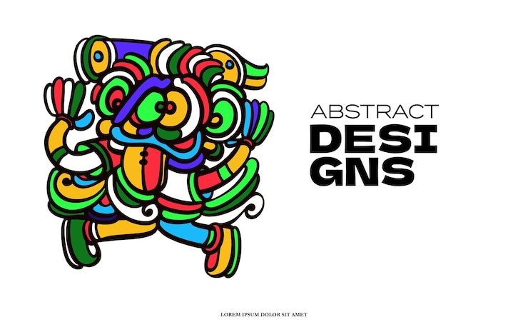 Vector plantilla de arte de doodle de fondo colorido abstracto