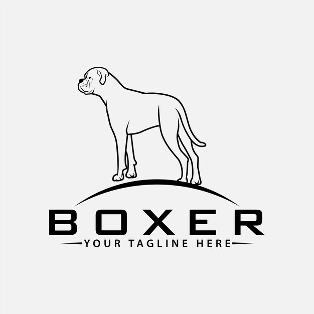 Plantilla de arte de línea de perro boxer