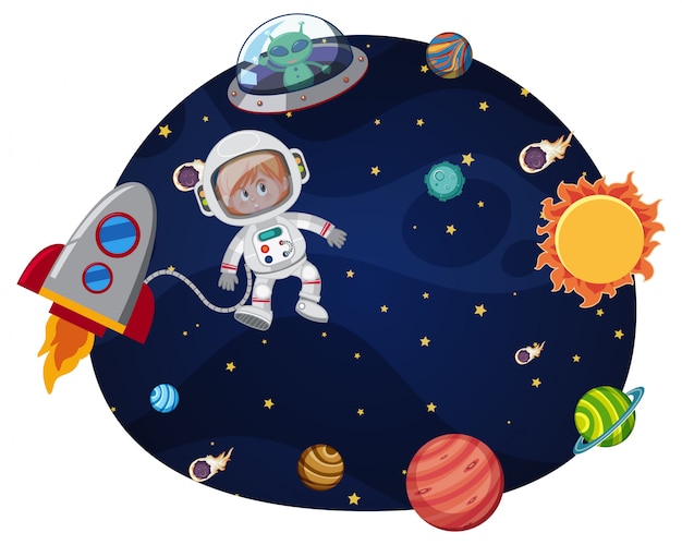 Plantilla de astronauta en el espacio