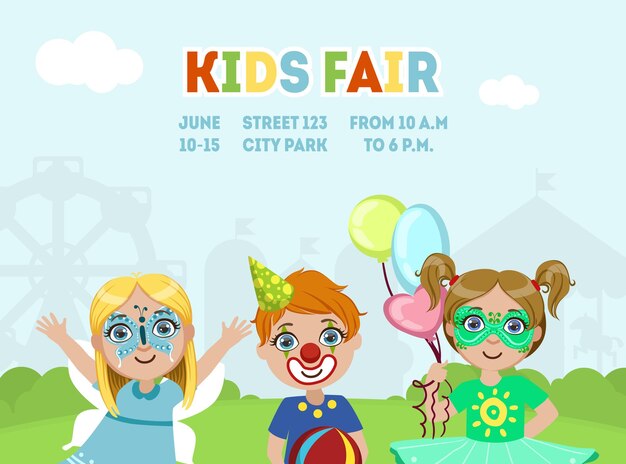 plantilla de bandera de feria para niños plantilla de invitación para fiestas de disfraces para niños cartel de invitación