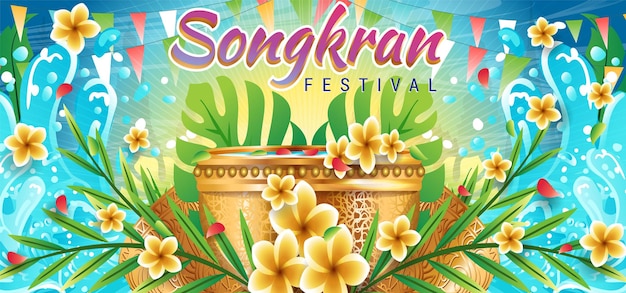 Plantilla de la bandera del Festival de Songkran