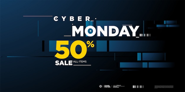 Plantilla de banner del 50% de cyber monday sale