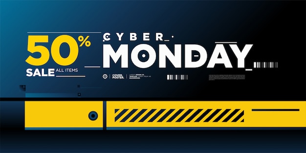 Plantilla de banner del 50% de cyber monday sale