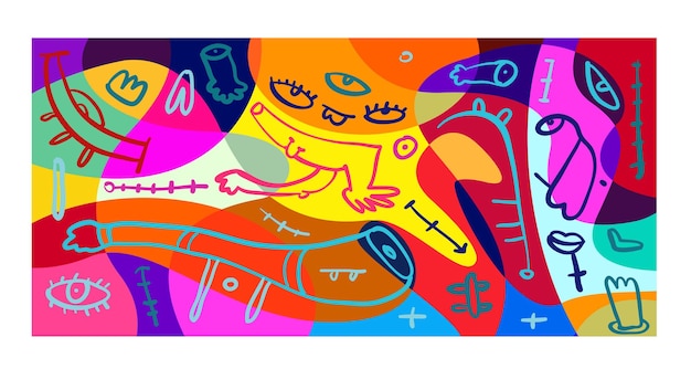 Plantilla de banner abstracto colorido con texto ficticio para página de destino de diseño web y material de impresión
