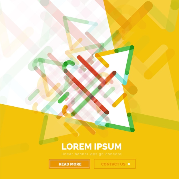 Plantilla de banner abstracto con estilo de diseño lineal de flechas
