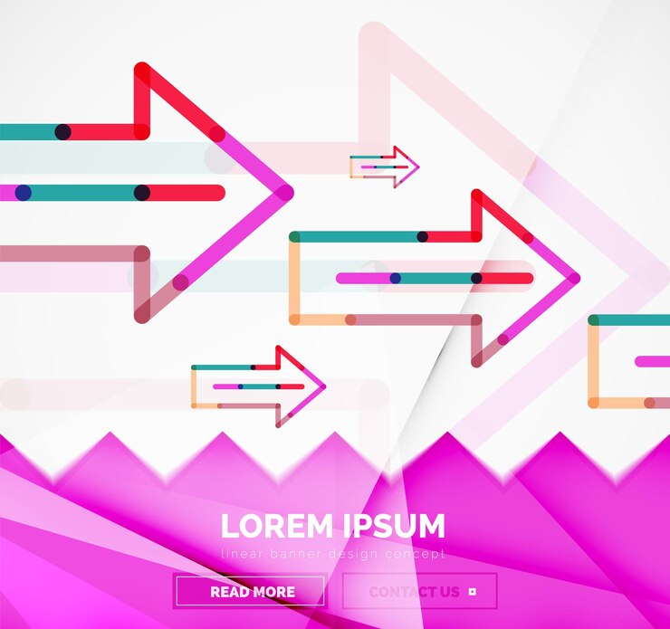 Vector plantilla de banner abstracto con estilo de diseño lineal de flechas