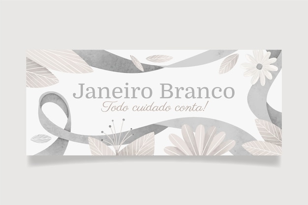 Vector plantilla de banner de acuarela de janeiro branco