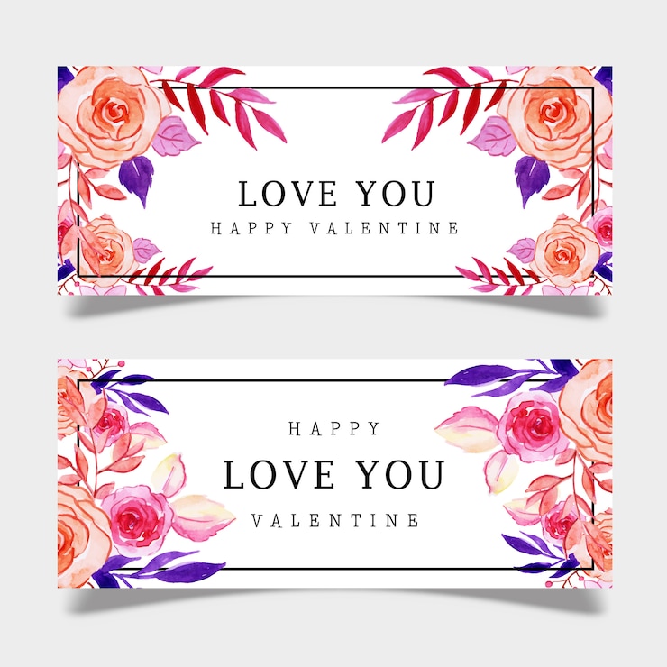 Vector plantilla de banner de acuarela de san valentín