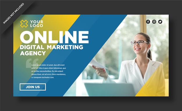 Vector plantilla de banner de agencia de marketing digital en línea