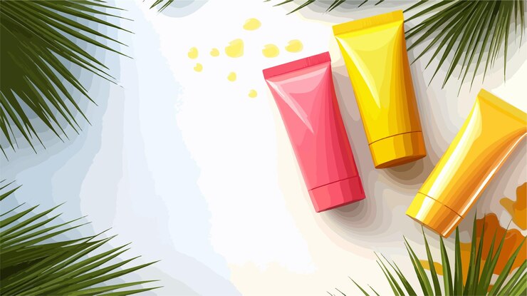 Vector plantilla de banner de anuncio de maquillaje de producto de protector solar renderizado en 3d profesional para campañas de marketing