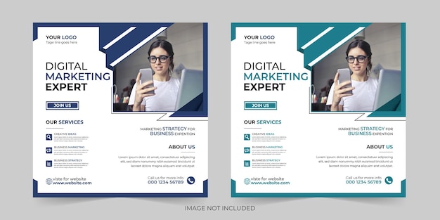 Vector plantilla de banner de anuncios de promoción de publicaciones de historias y cuadrados de redes sociales empresariales de agencia de marketing digital