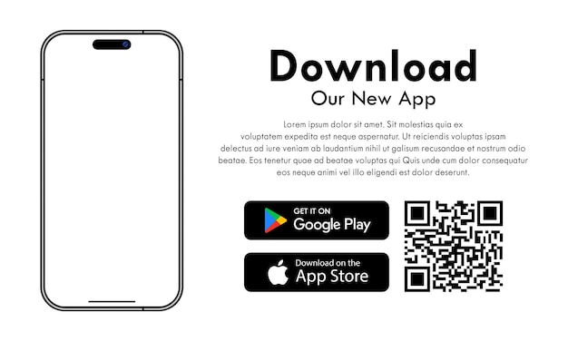 plantilla de banner de la aplicación de código QR Descarga de la aplicación para el teléfono inteligente ilustración vectorial de maqueta