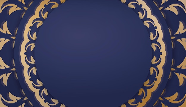 Plantilla de banner azul oscuro con patrón dorado de lujo para diseño debajo del texto