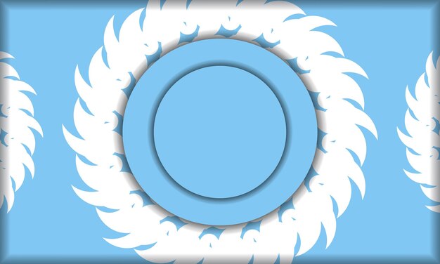 Plantilla de banner azul con patrón blanco indio y espacio de logotipo