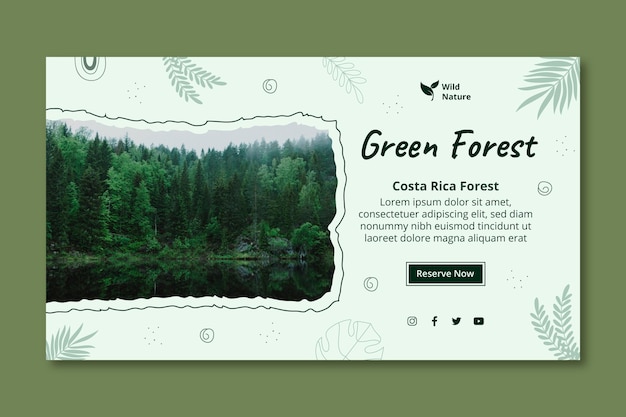 Plantilla de banner de bosque verde